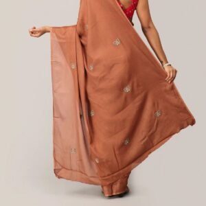 cinnamon brown embroidered saree